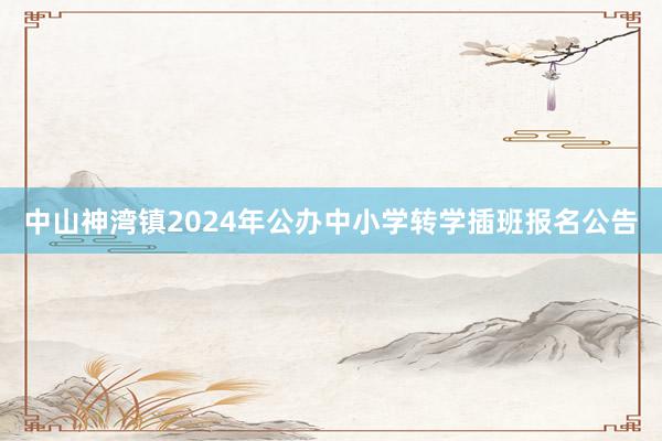 中山神湾镇2024年公办中小学转学插班报名公告