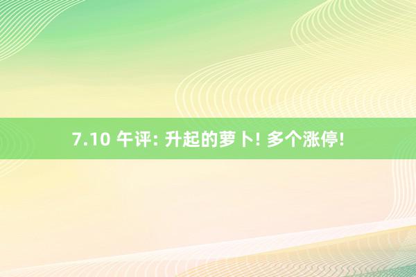 7.10 午评: 升起的萝卜! 多个涨停!