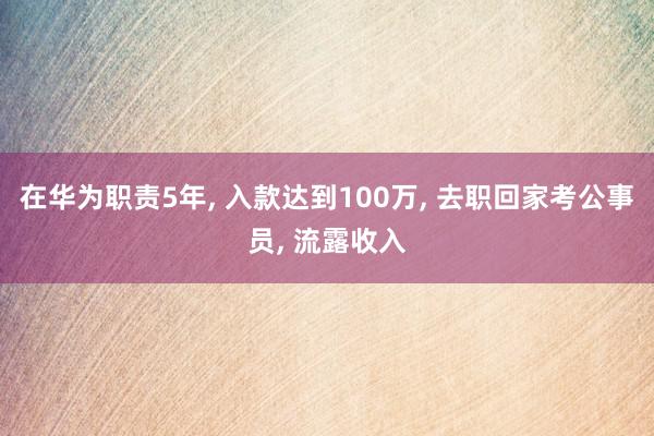 在华为职责5年, 入款达到100万, 去职回家考公事员, 流露收入