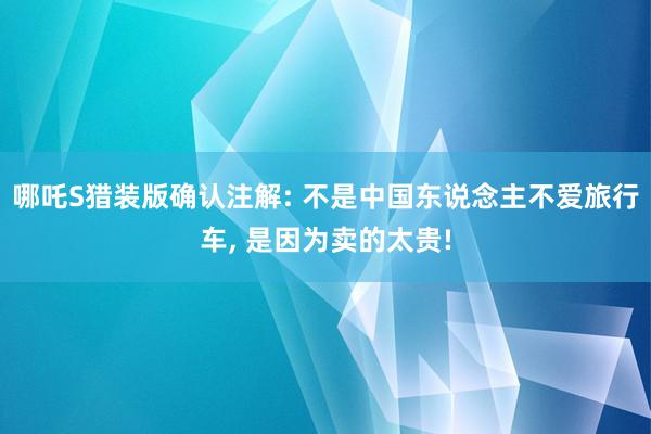 哪吒S猎装版确认注解: 不是中国东说念主不爱旅行车, 是因为卖的太贵!