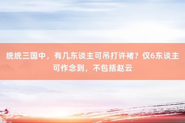 统统三国中，有几东谈主可吊打许褚？仅6东谈主可作念到，不包括赵云