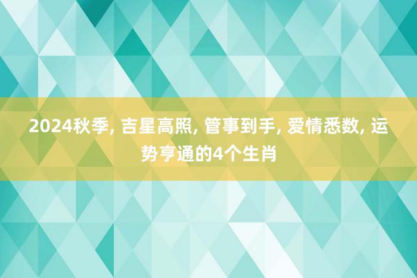 2024秋季, 吉星高照, 管事到手, 爱情悉数, 运势亨通的4个生肖