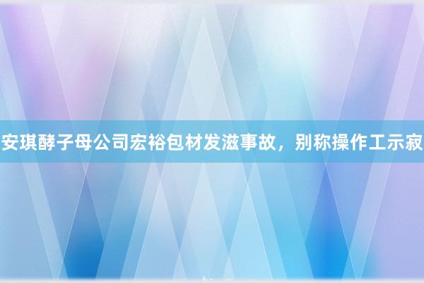 安琪酵子母公司宏裕包材发滋事故，别称操作工示寂