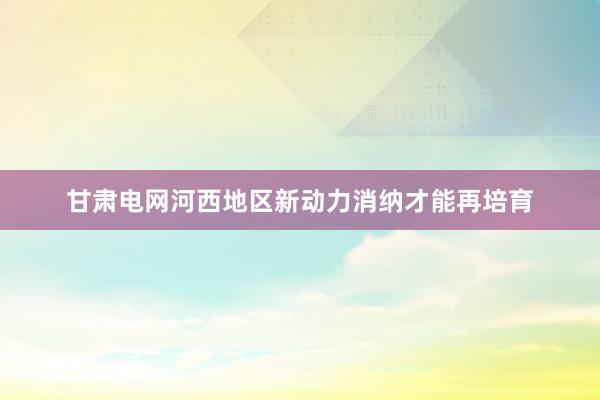 甘肃电网河西地区新动力消纳才能再培育